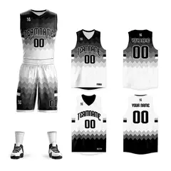 Black White-Gray Double Side Basketball Jersey Sets 1