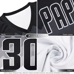 Black White-Gray Double Side Basketball Jersey Sets 4