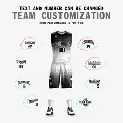 Black White-Gray Double Side Basketball Jersey Sets 5