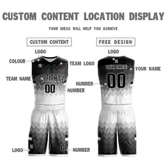 Black White-Gray Double Side Basketball Jersey Sets 7