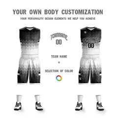 Black White-Gray Double Side Basketball Jersey Sets 9
