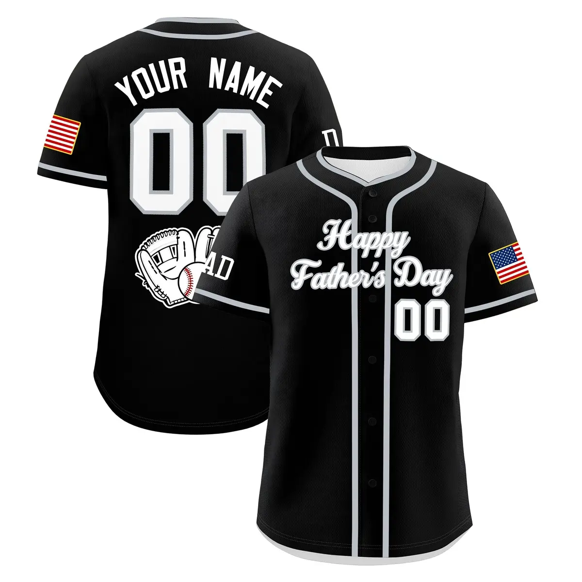 Black White Gray Father's Day Classic Baseball Jersey
