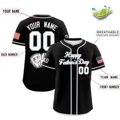 Black White Gray Father's Day Classic Baseball Jersey 2