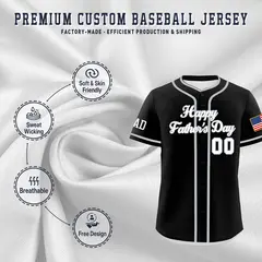 Black White Gray Father's Day Classic Baseball Jersey 3