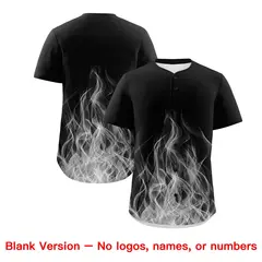 Black White Gray Flame Graffiti Baseball Jersey 7
