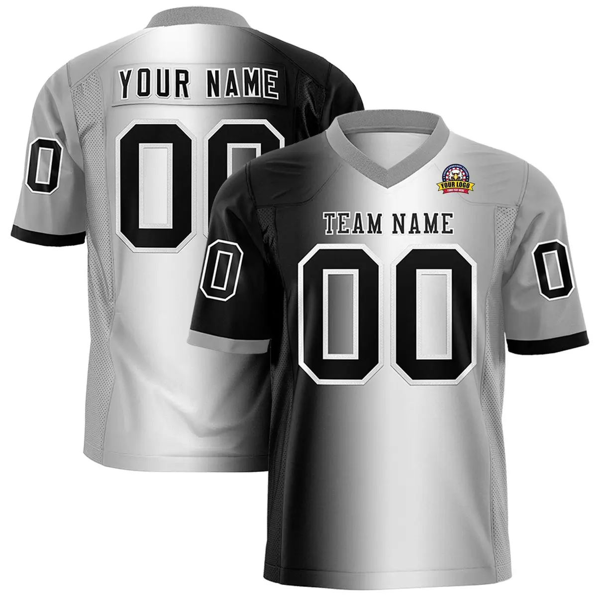 Black White-Gray Gradient Fashion Authentic Football Jersey