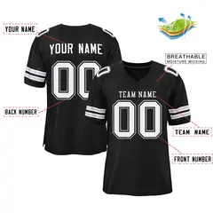 Black White-Gray Mesh Football Jersey 2