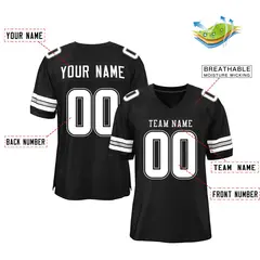 Black White-Gray Mesh Football Jersey 2