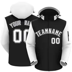 Black White-Gray Raglan Sleeves Waterproof Jacket 1