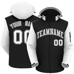 Black White-Gray Raglan Sleeves Waterproof Jacket 1