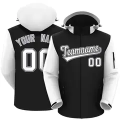 Black White-Gray Raglan Sleeves Waterproof Jacket 1