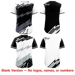 Black White Gray Reversible Baseball Jersey Lightning & Graffiti Pattern 8
