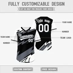 Black White Gray Reversible Baseball Jersey Lightning & Graffiti Pullover V-Neck 3