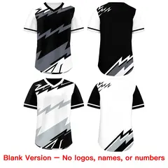 Black White Gray Reversible Baseball Jersey Lightning & Graffiti Pullover V-Neck 8