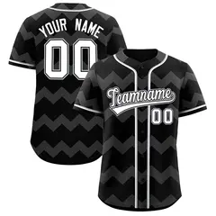 Black White-Gray Ripple Design Authentic Baseball Jersey