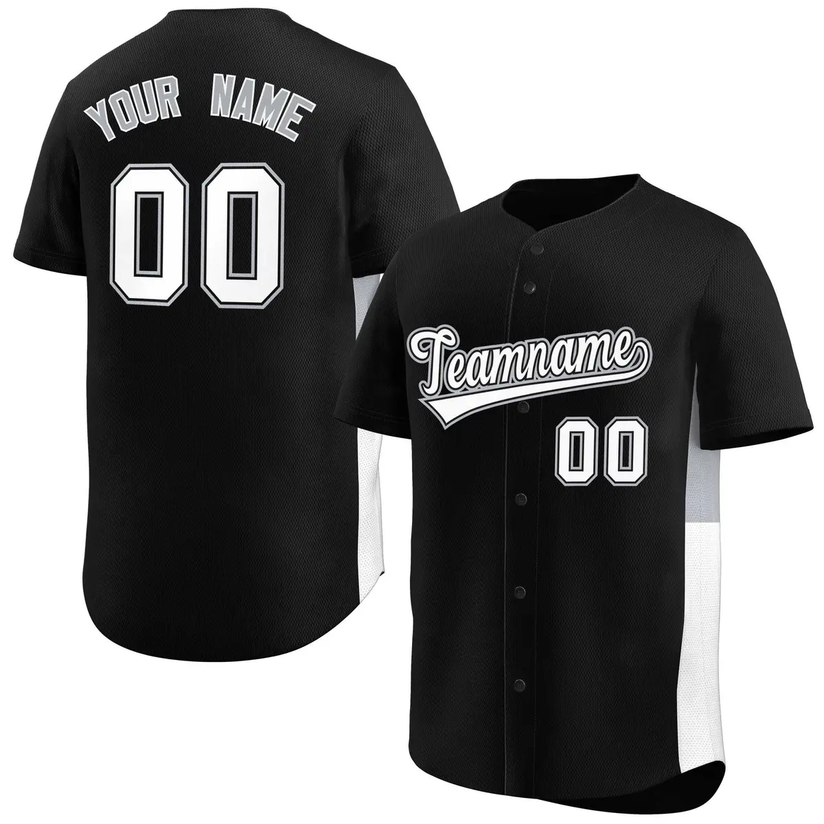 Black White-Gray Side Two-Tone Authentic Baseball Jersey