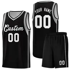 Black White-Gray Sleeve Color Block Basketball Jersey 1