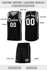 Black White-Gray Sleeve Color Block Basketball Jersey 2