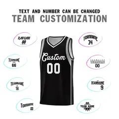 Black White-Gray Sleeve Color Block Basketball Jersey 4