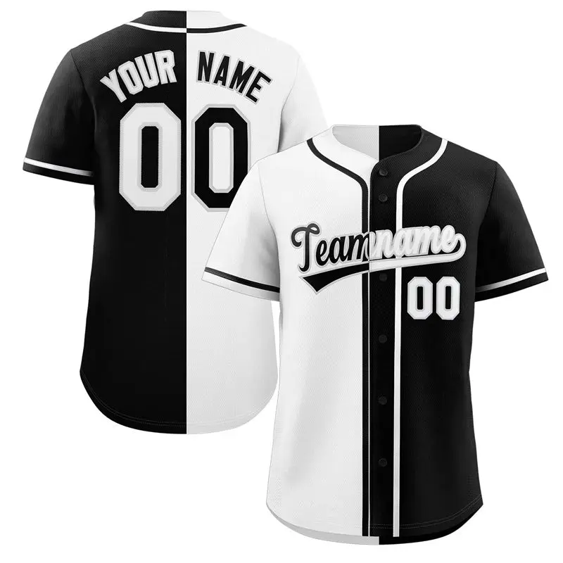 Black White-Gray Split Fashion Baseball Jersey