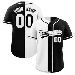 Black White-Gray Split Fashion Baseball Jersey