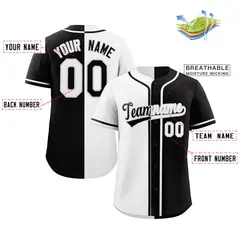 Black White-Gray Split Fashion Baseball Jersey 2