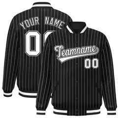 Black White Gray Stripe Bomber Jacket