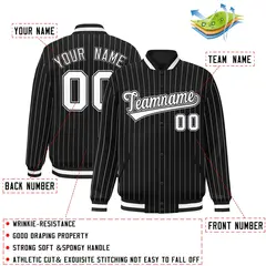 Black White Gray Stripe Bomber Jacket 2
