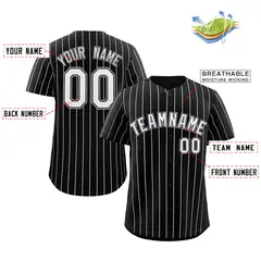 Black White-Gray Stripe Fashion Authentic Baseball Jersey 2
