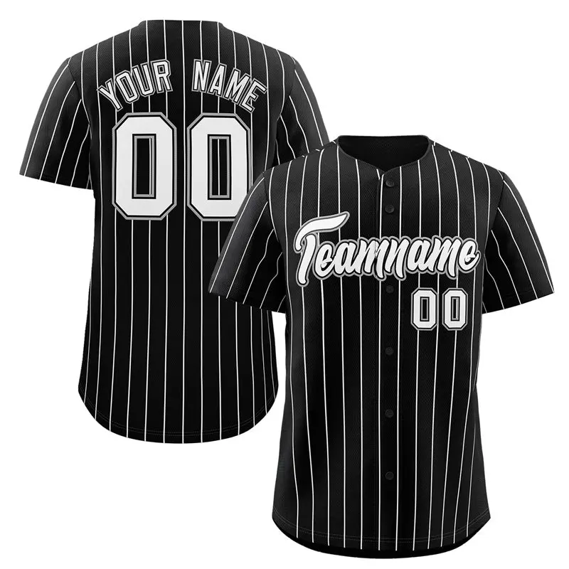 Black White-Gray Stripe Fashion Authentic Baseball Jersey