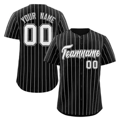 Black White-Gray Stripe Fashion Authentic Baseball Jersey
