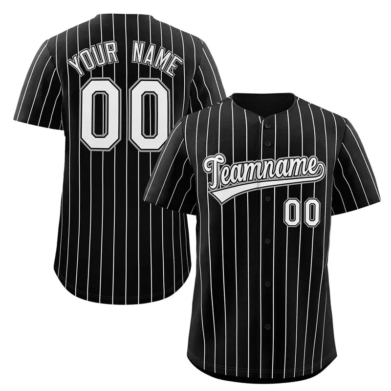 Black White-Gray Stripe Fashion Authentic Baseball Jersey