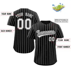 Black White-Gray Stripe Fashion Authentic Baseball Jersey 2