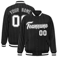Black White Gray Stripe Fashion Bomber Jacket for Teams