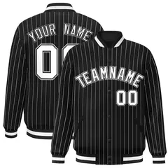 Black White-Gray Stripe Fashion Casual Varsity Jacket