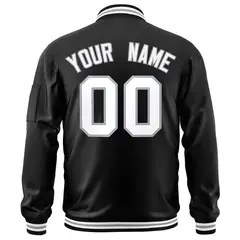 Black White-Gray Varsity Full-Zip Letterman Bomber Jacket 4
