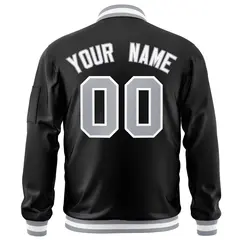 Black White-Gray Varsity Full-Zip Letterman Bomber Jacket 4