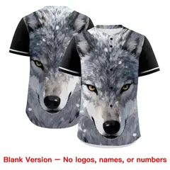 Black White Gray Wolf Graffiti Baseball Jersey 7