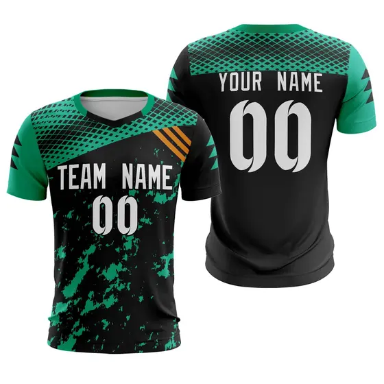 Black White Green Breathable Athletic Soccer Jersey