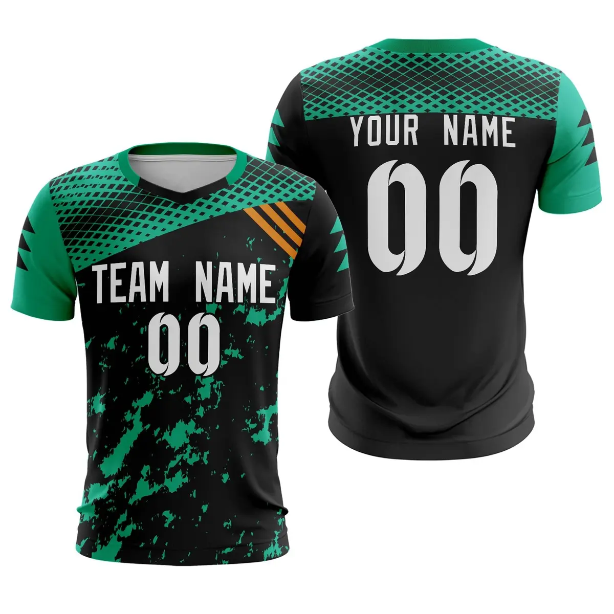 Black White Green Breathable Athletic Soccer Jersey