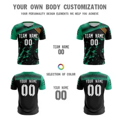 Black White Green Breathable Athletic Soccer Jersey 5