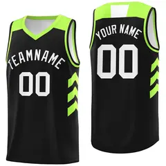 Black White-Green Classic Breathable Basketball Jersey