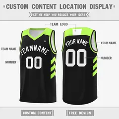 Black White-Green Classic Breathable Basketball Jersey 2