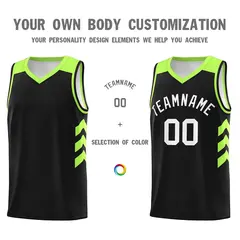 Black White-Green Classic Breathable Basketball Jersey 3