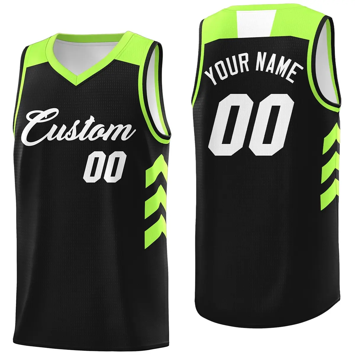 Black White-Green Classic Mesh Basketball Jersey