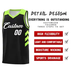 Black White-Green Classic Mesh Basketball Jersey 4