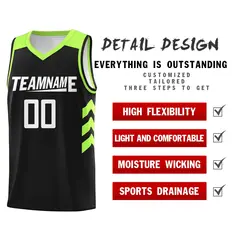 Black White-Green Classic Mesh Basketball Jersey 4