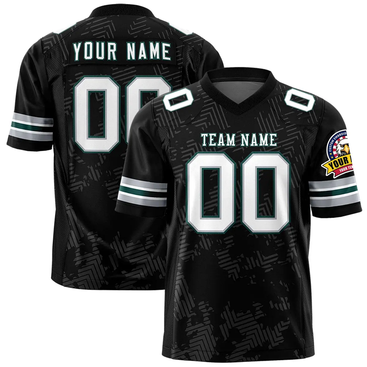 Black White-Green Graffiti Line Authentic Football Jersey