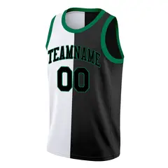 Black White Green Split Fashion Basketball Jersey 3
