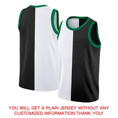 Black White Green Split Fashion Basketball Jersey 4